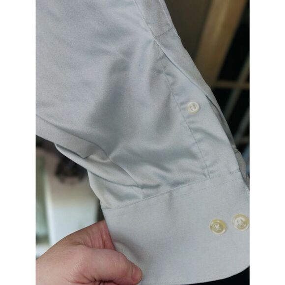 Geoffrey Beene Men’s Size 17 32/33 Sateen Long Sleeve Casual Button Down Shirt - Picture 3 of 7